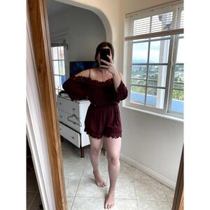 Ark & Co Off The Shoulder Lace Romper - SIZE S